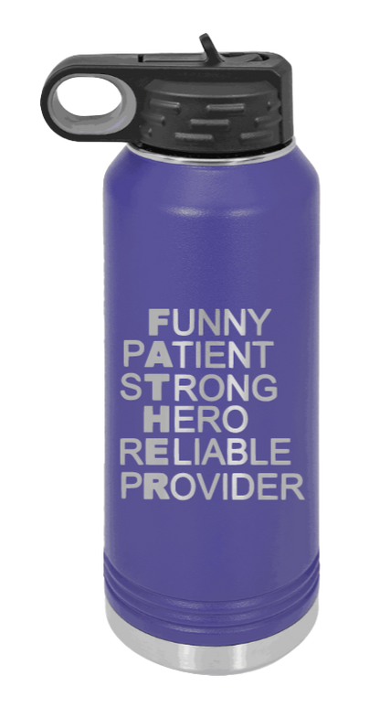 FATHER Acronym - 32oz Water Bottle Laser Engraved- Purple