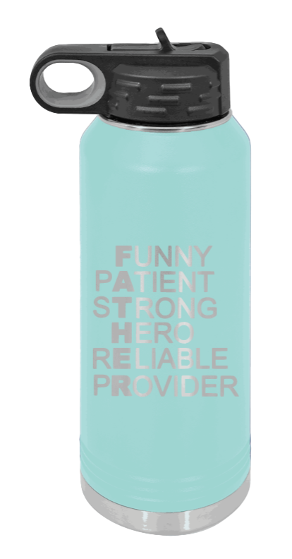 FATHER Acronym - 32oz Water Bottle Laser Engraved- Teal
