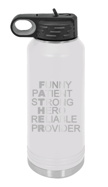 FATHER Acronym - 32oz Water Bottle Laser Engraved- White