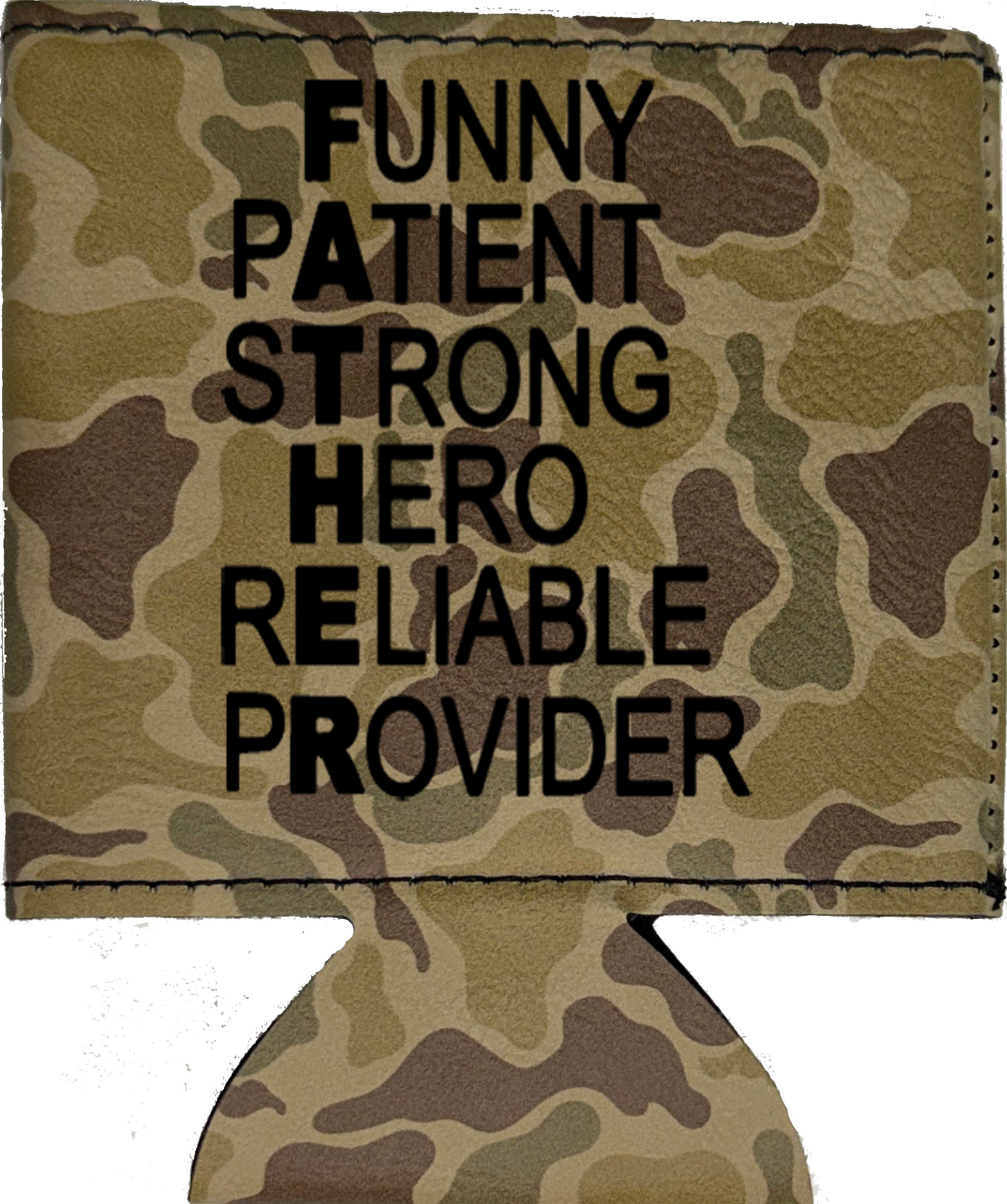 FATHER Acronym Magnetic Leather Koozie-Duck Camo