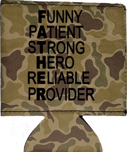 FATHER Acronym Magnetic Leather Koozie-Duck Camo