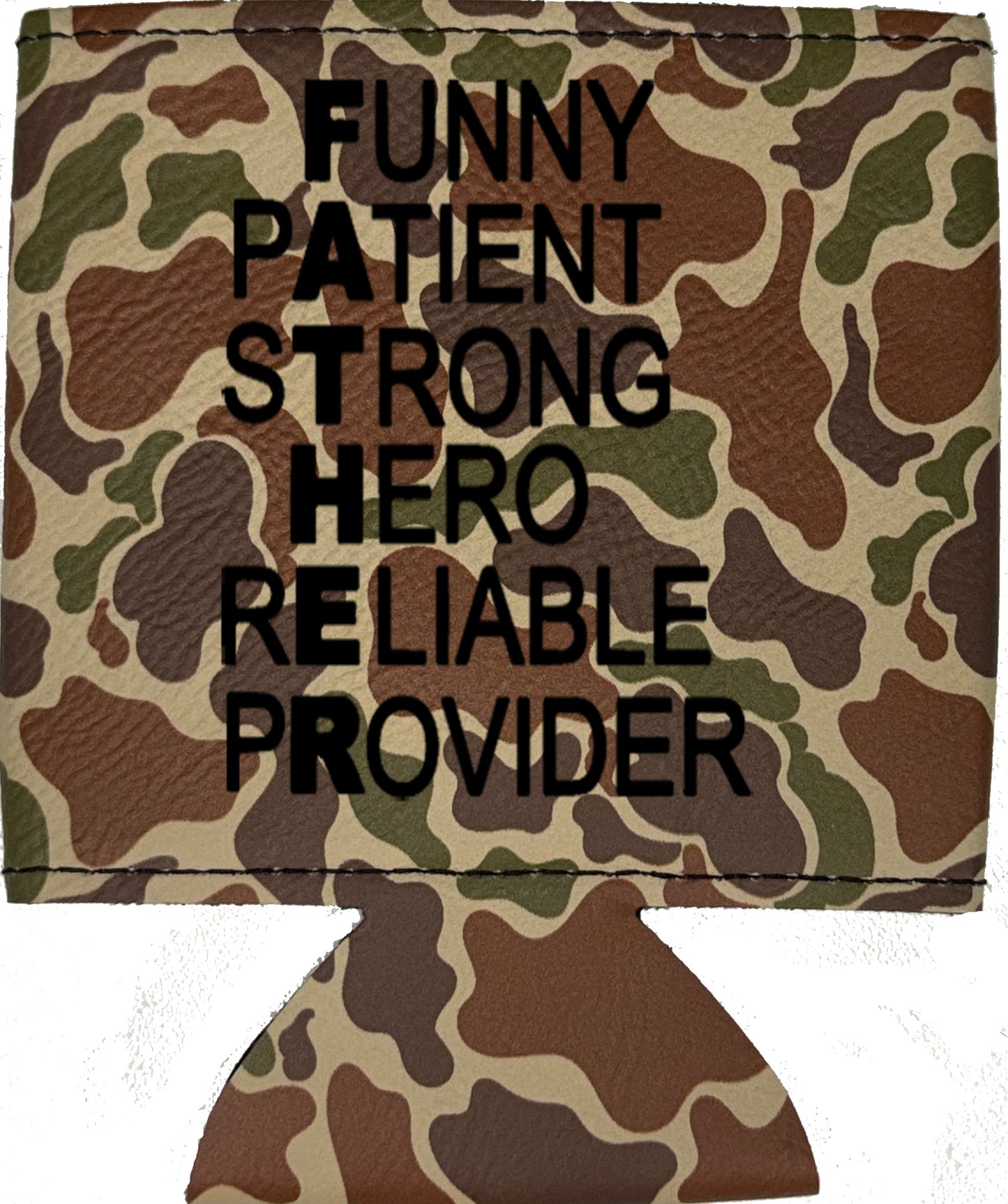 FATHER Acronym Magnetic Leather Koozie-Fowl Play Camo