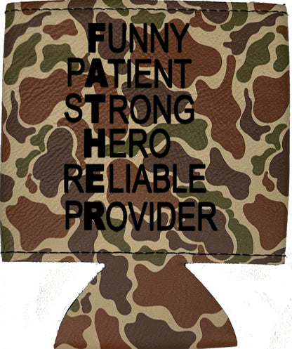 FATHER Acronym Magnetic Leather Koozie-Fowl Play Camo