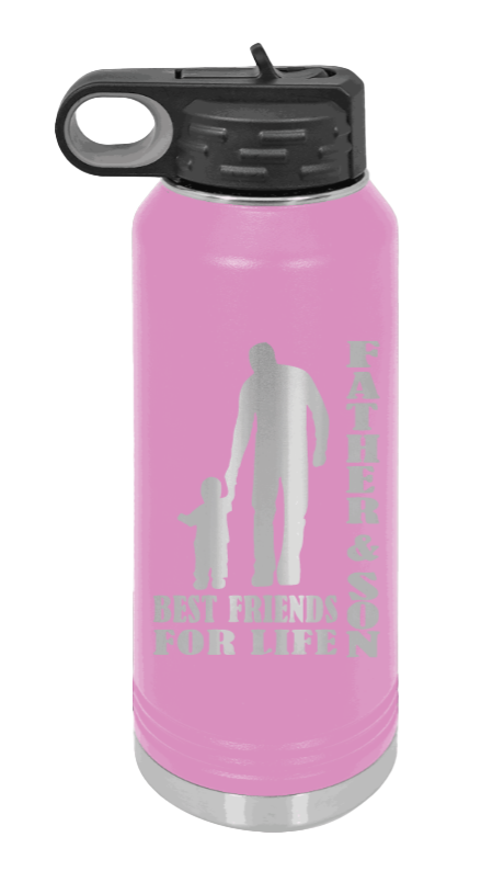 Father And Son Best Friends For Life - 32oz Water Bottle Laser Engraved- Light Purple