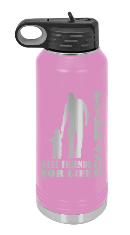 Father And Son Best Friends For Life - 32oz Water Bottle Laser Engraved- Light Purple