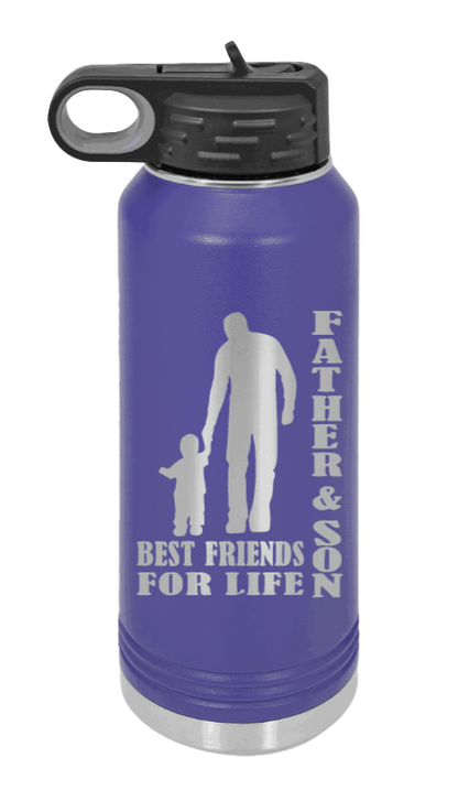 Father And Son Best Friends For Life - 32oz Water Bottle Laser Engraved- Purple
