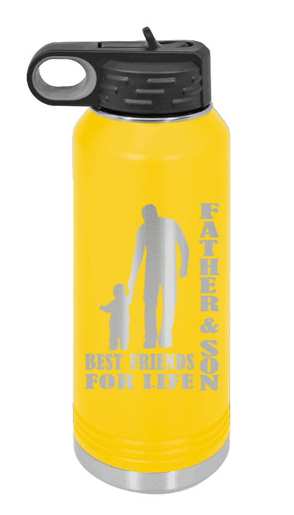 Father And Son Best Friends For Life - 32oz Water Bottle Laser Engraved- Yellow