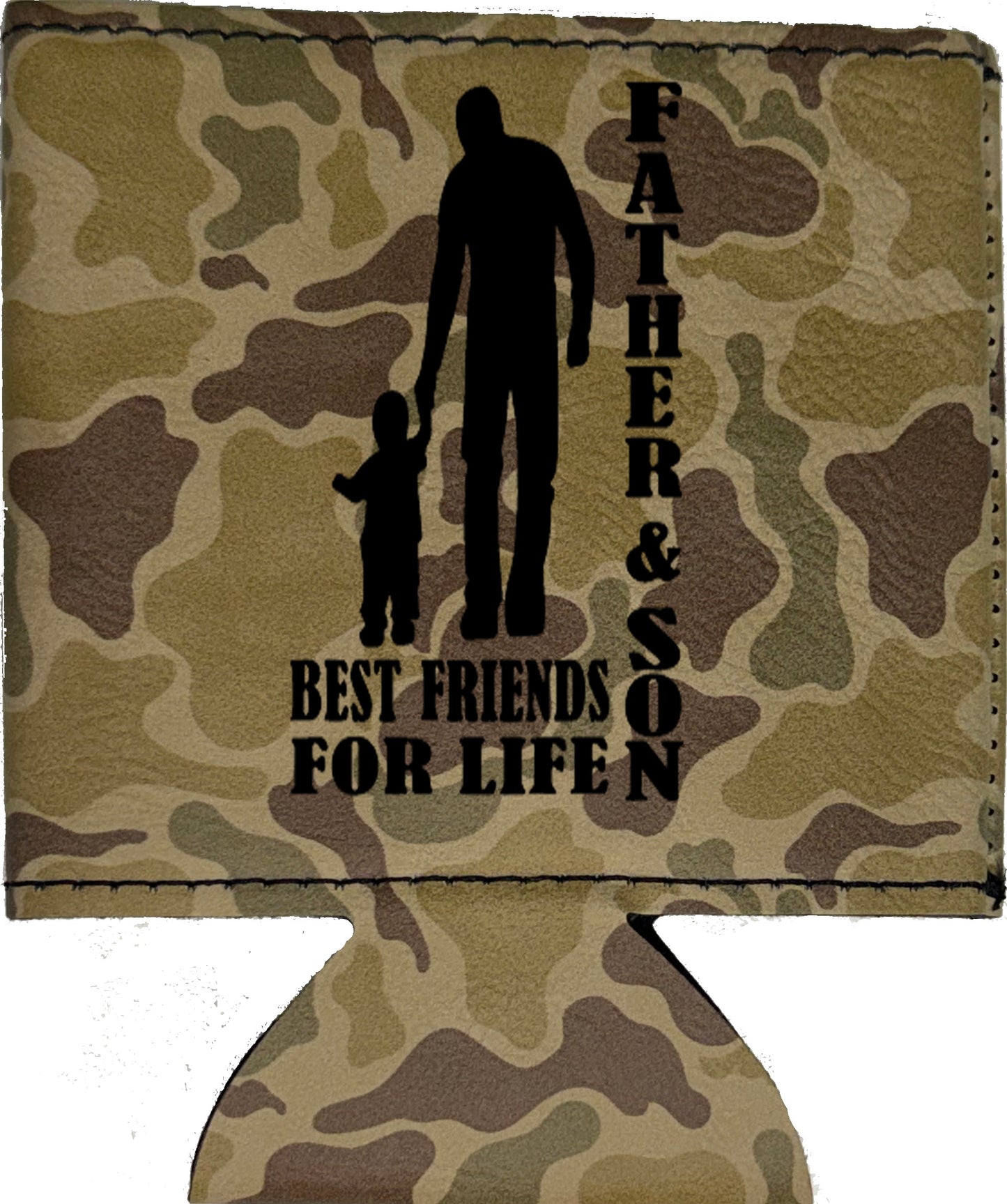 Father & Son Best Friends Magnetic Leather Koozie-Duck Camo