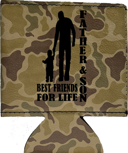 Father & Son Best Friends Magnetic Leather Koozie-Duck Camo