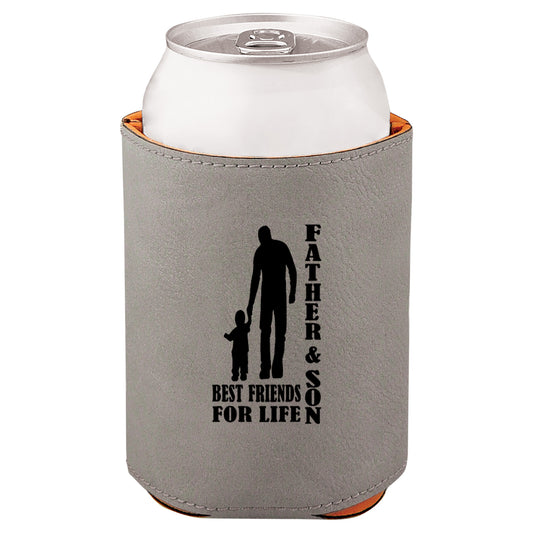 Father & Son Best Friends Leatherette Koosie-Gray