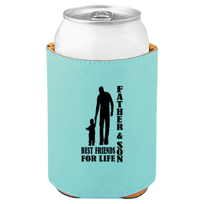 Father & Son Best Friends Leatherette Koosie-Teal