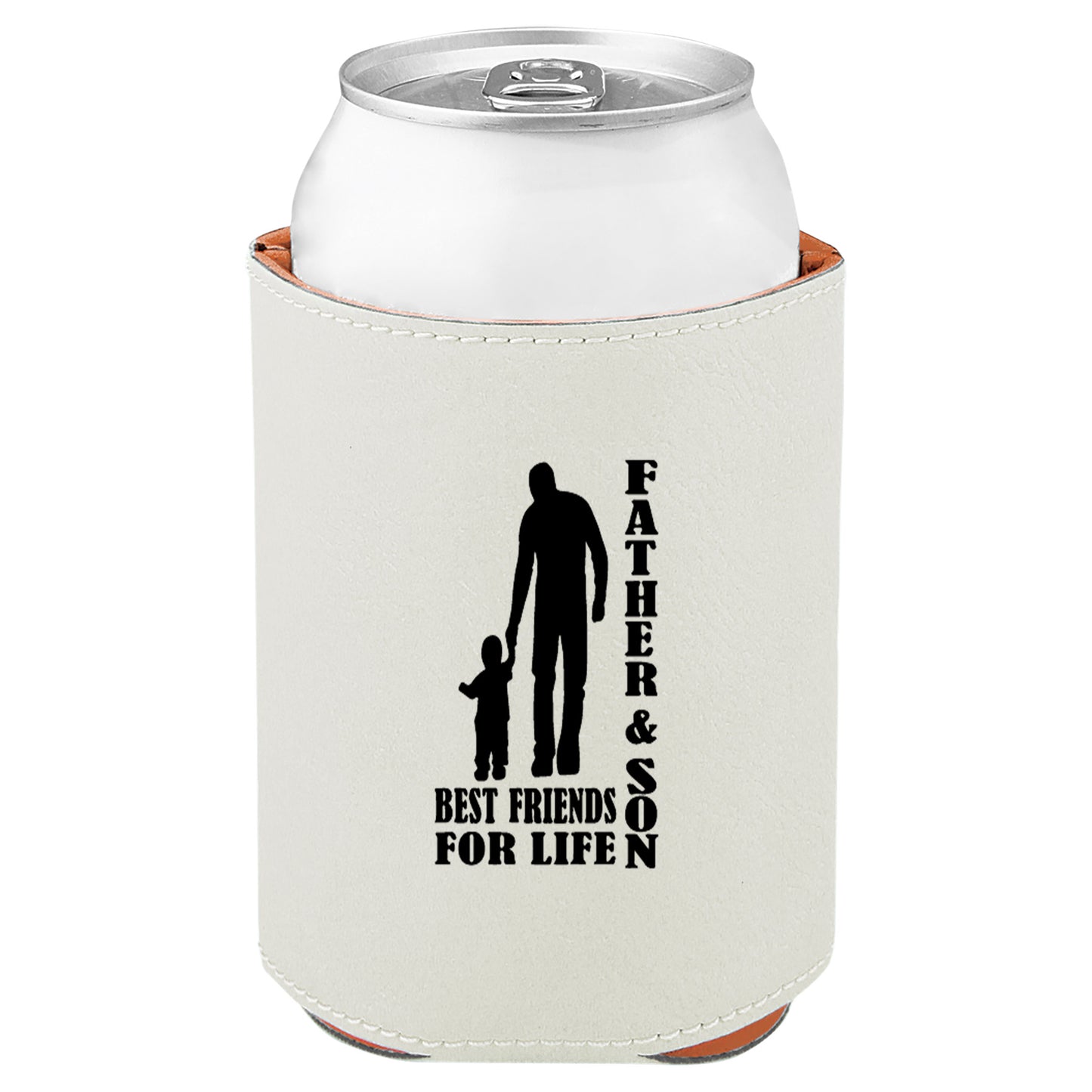 Father & Son Best Friends Leatherette Koosie-White