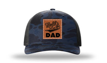 Load image into Gallery viewer, World&#39;s Best Dad Leather Patch Richardson 112PFP Camo Hat
