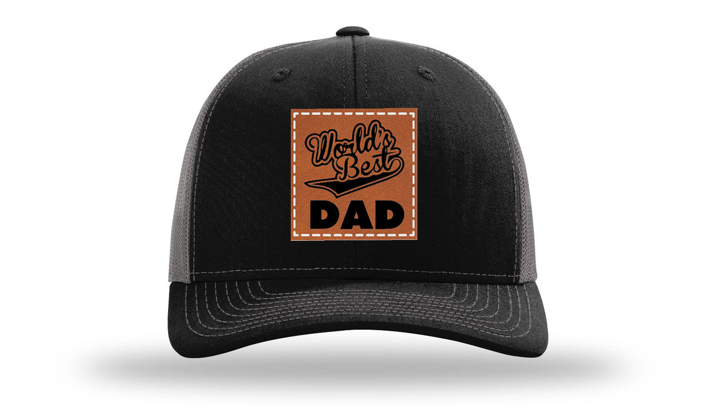 World's Best Dad Leather Patch Richardson 112 Hat