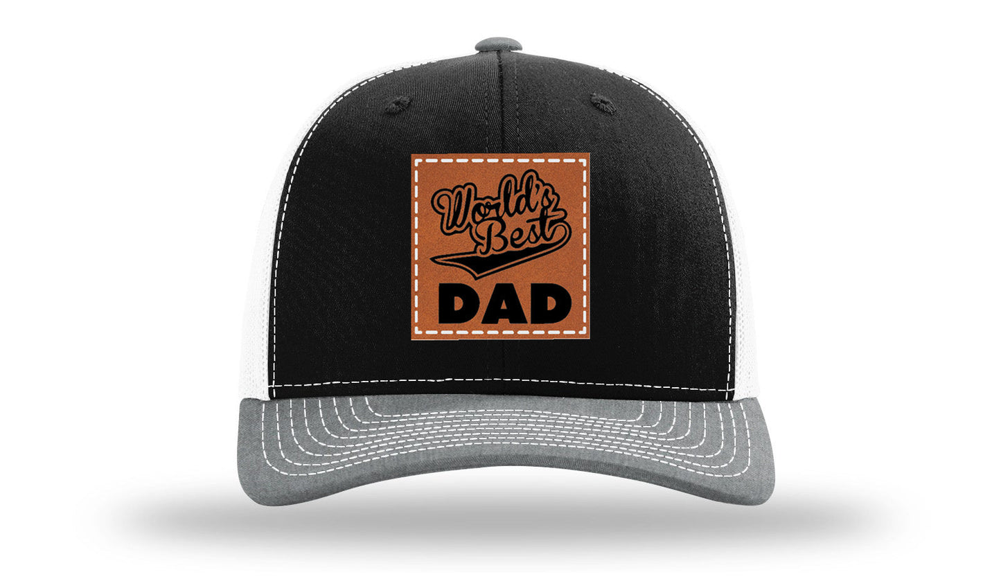 World's Best Dad Leather Patch Richardson 112 Hat
