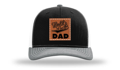 World's Best Dad Leather Patch Richardson 112 Hat