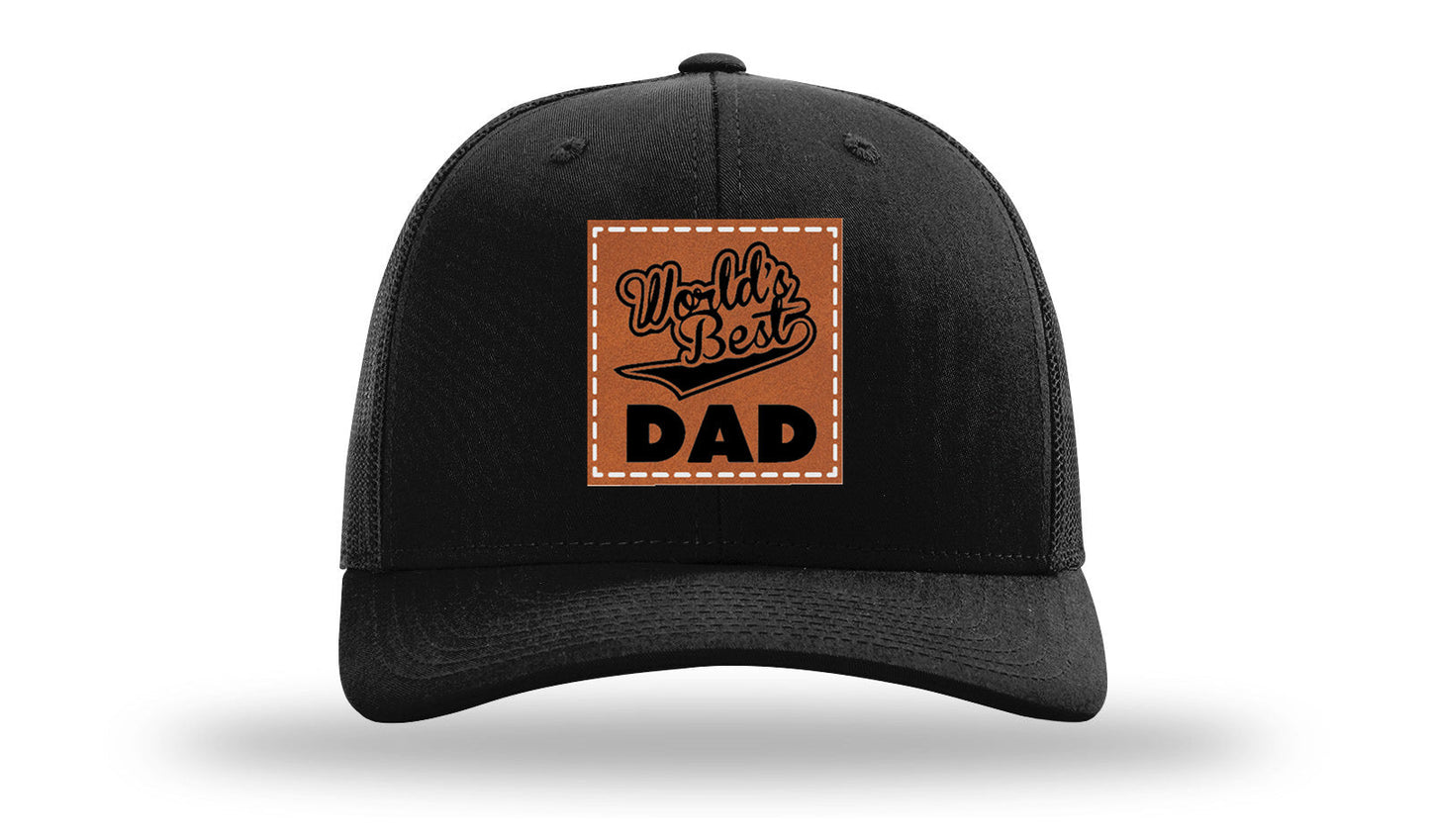 World's Best Dad Leather Patch Richardson 112 Hat