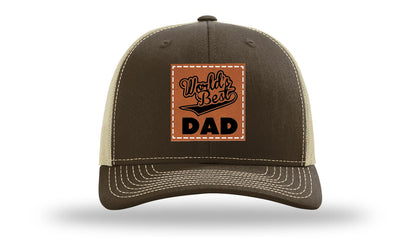 World's Best Dad Leather Patch Richardson 112 Hat
