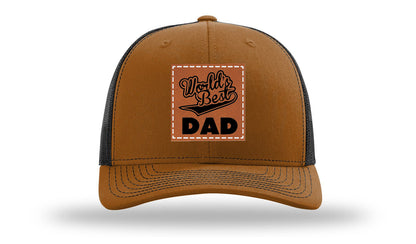 World's Best Dad Leather Patch Richardson 112 Hat