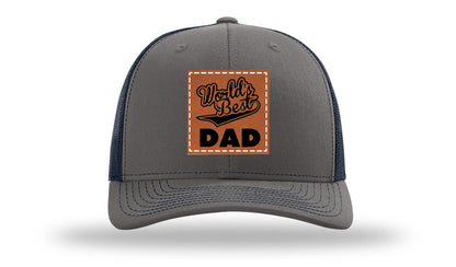 World's Best Dad Leather Patch Richardson 112 Hat
