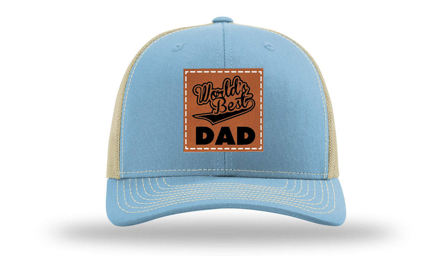 World's Best Dad Leather Patch Richardson 112 Hat