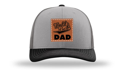 World's Best Dad Leather Patch Richardson 112 Hat