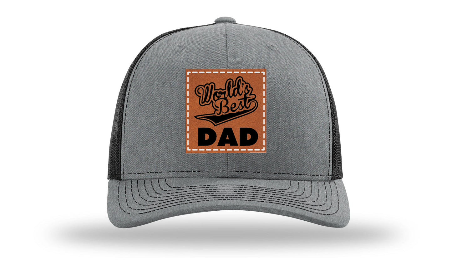 World's Best Dad Leather Patch Richardson 112 Hat
