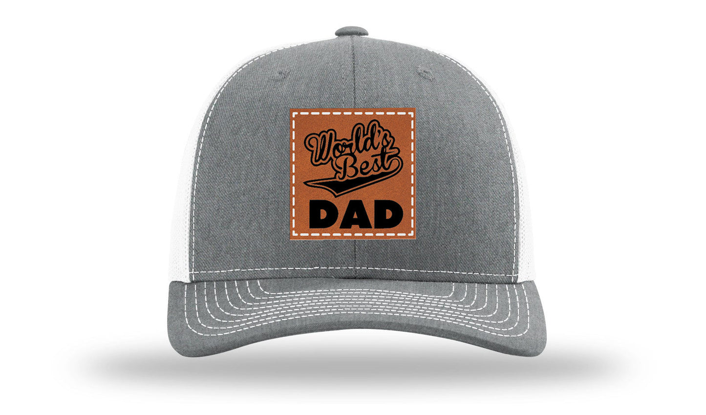 World's Best Dad Leather Patch Richardson 112 Hat