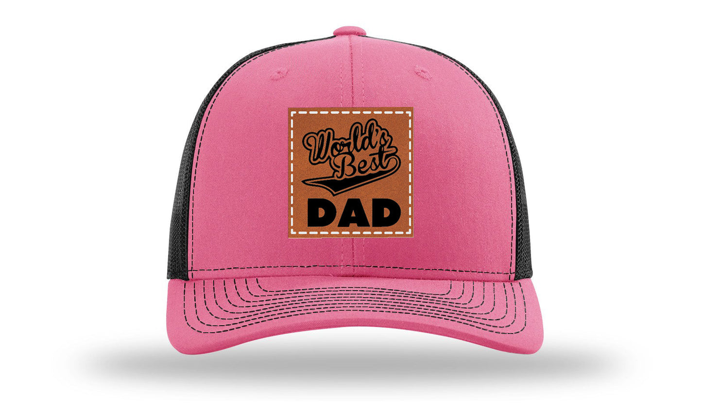 World's Best Dad Leather Patch Richardson 112 Hat