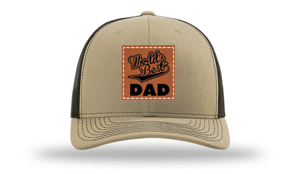 World's Best Dad Leather Patch Richardson 112 Hat