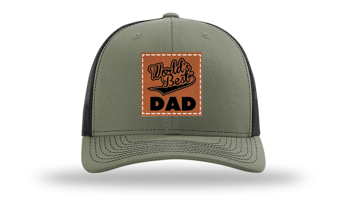 World's Best Dad Leather Patch Richardson 112 Hat