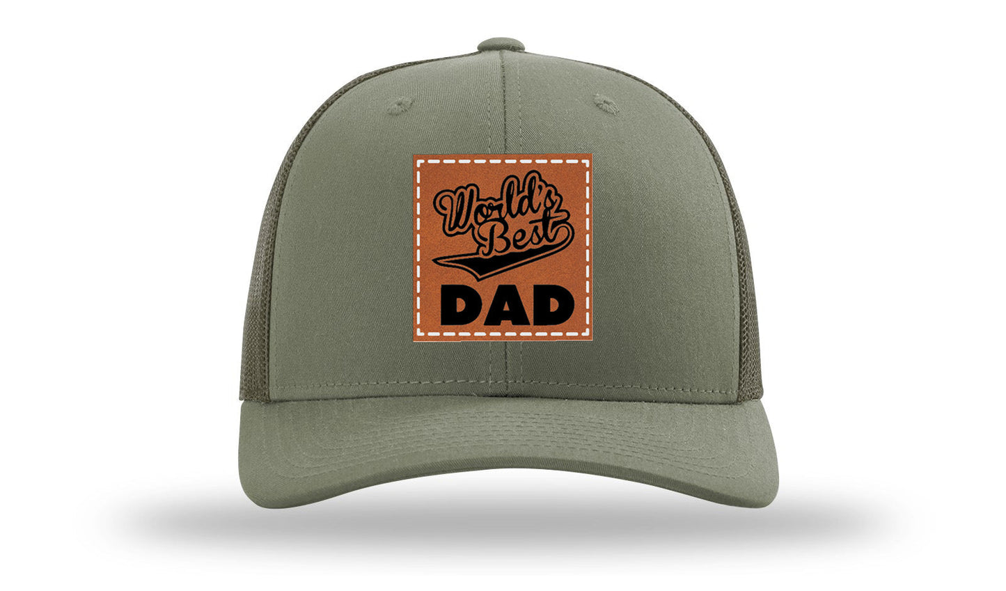 World's Best Dad Leather Patch Richardson 112 Hat