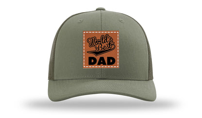 World's Best Dad Leather Patch Richardson 112 Hat