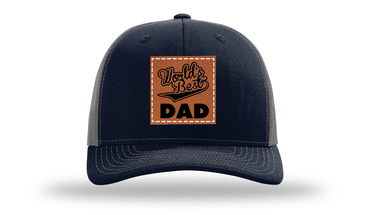 World's Best Dad Leather Patch Richardson 112 Hat