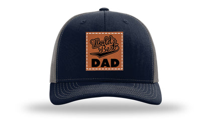 World's Best Dad Leather Patch Richardson 112 Hat