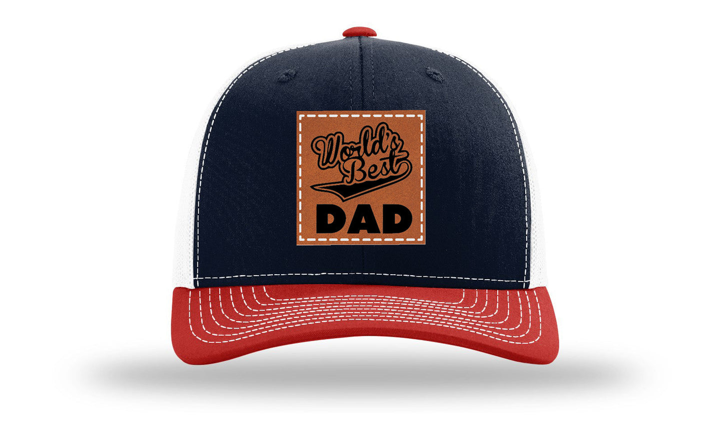 World's Best Dad Leather Patch Richardson 112 Hat
