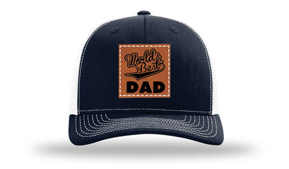 World's Best Dad Leather Patch Richardson 112 Hat