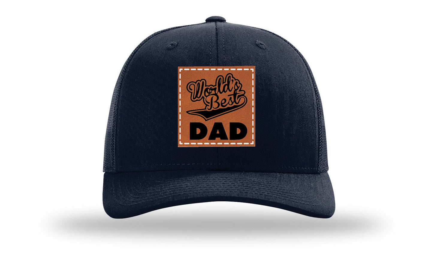 World's Best Dad Leather Patch Richardson 112 Hat