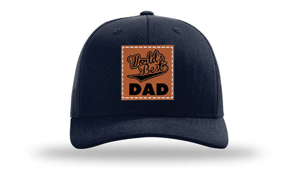 World's Best Dad Leather Patch Richardson 112 Hat