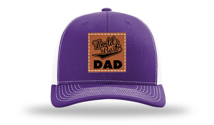 World's Best Dad Leather Patch Richardson 112 Hat
