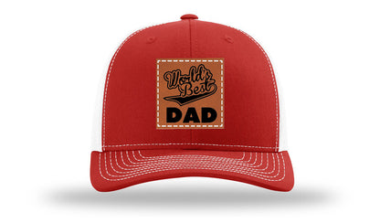 World's Best Dad Leather Patch Richardson 112 Hat