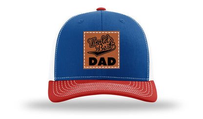 World's Best Dad Leather Patch Richardson 112 Hat