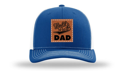 World's Best Dad Leather Patch Richardson 112 Hat