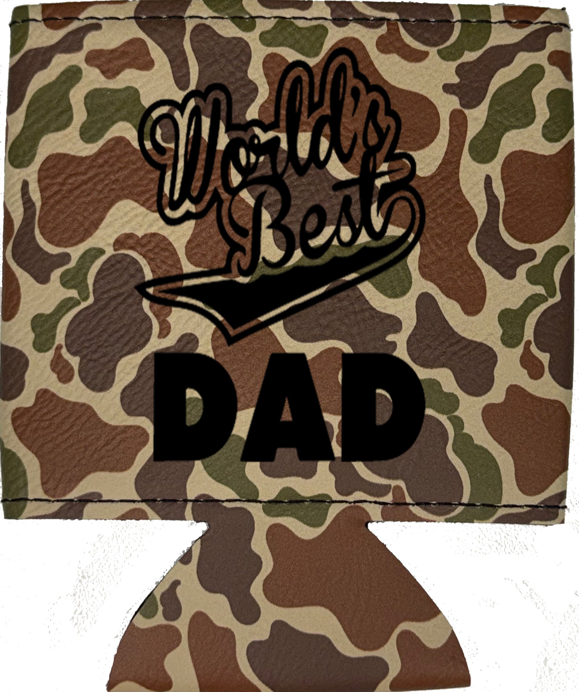 World's Best Dad Magnetic Leather Koozie-Fowl Play Camo