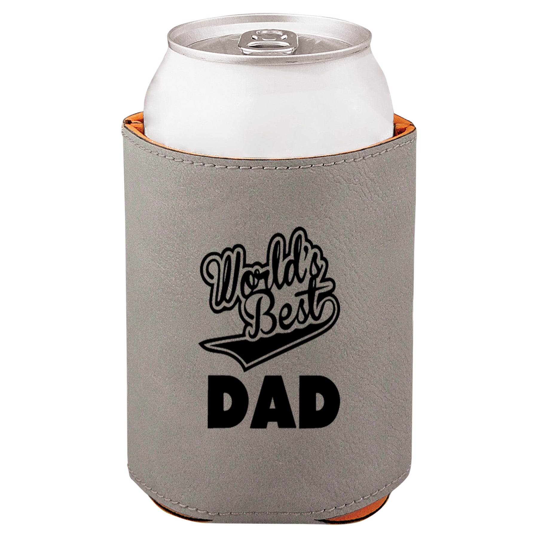 World's Best Dad Leatherette Koosie-Gray