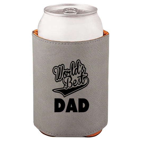 World's Best Dad Leatherette Koosie-Gray