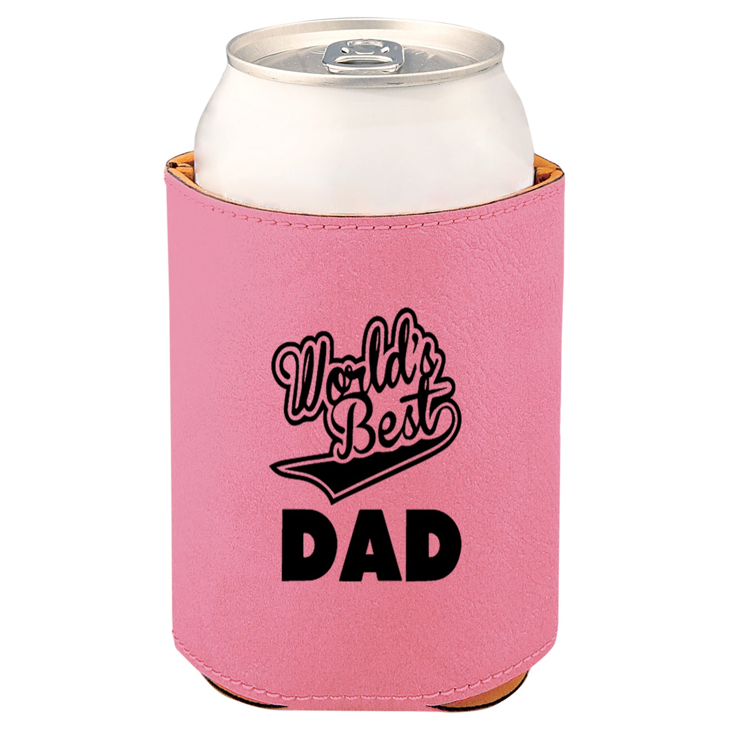 World's Best Dad Leatherette Koosie-Pink