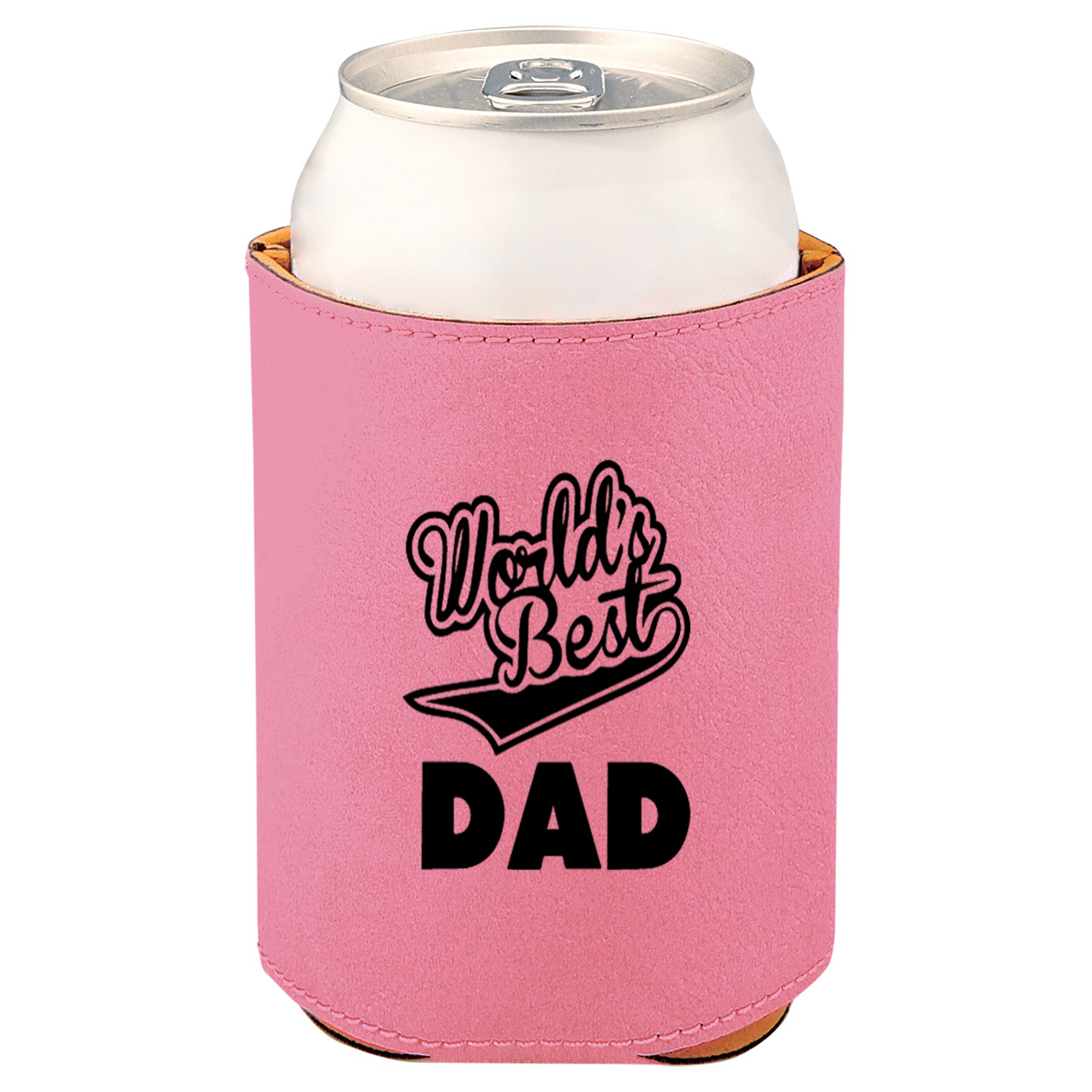 World's Best Dad Leatherette Koosie-Pink
