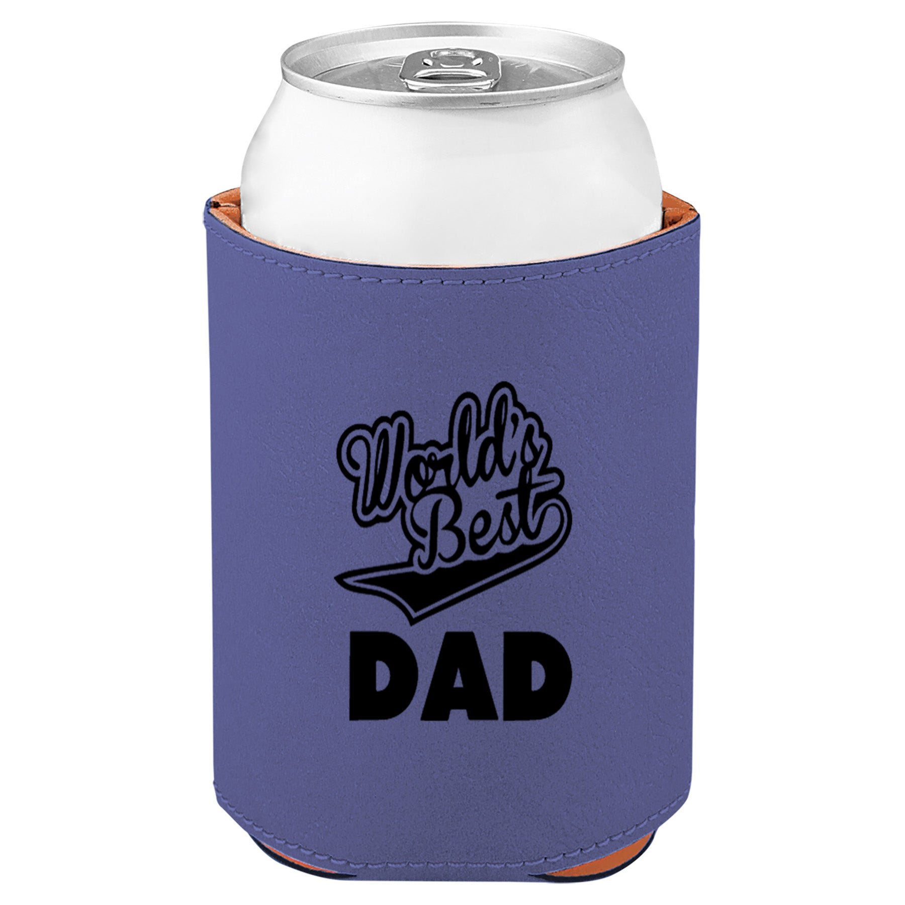 World's Best Dad Leatherette Koosie-Purple