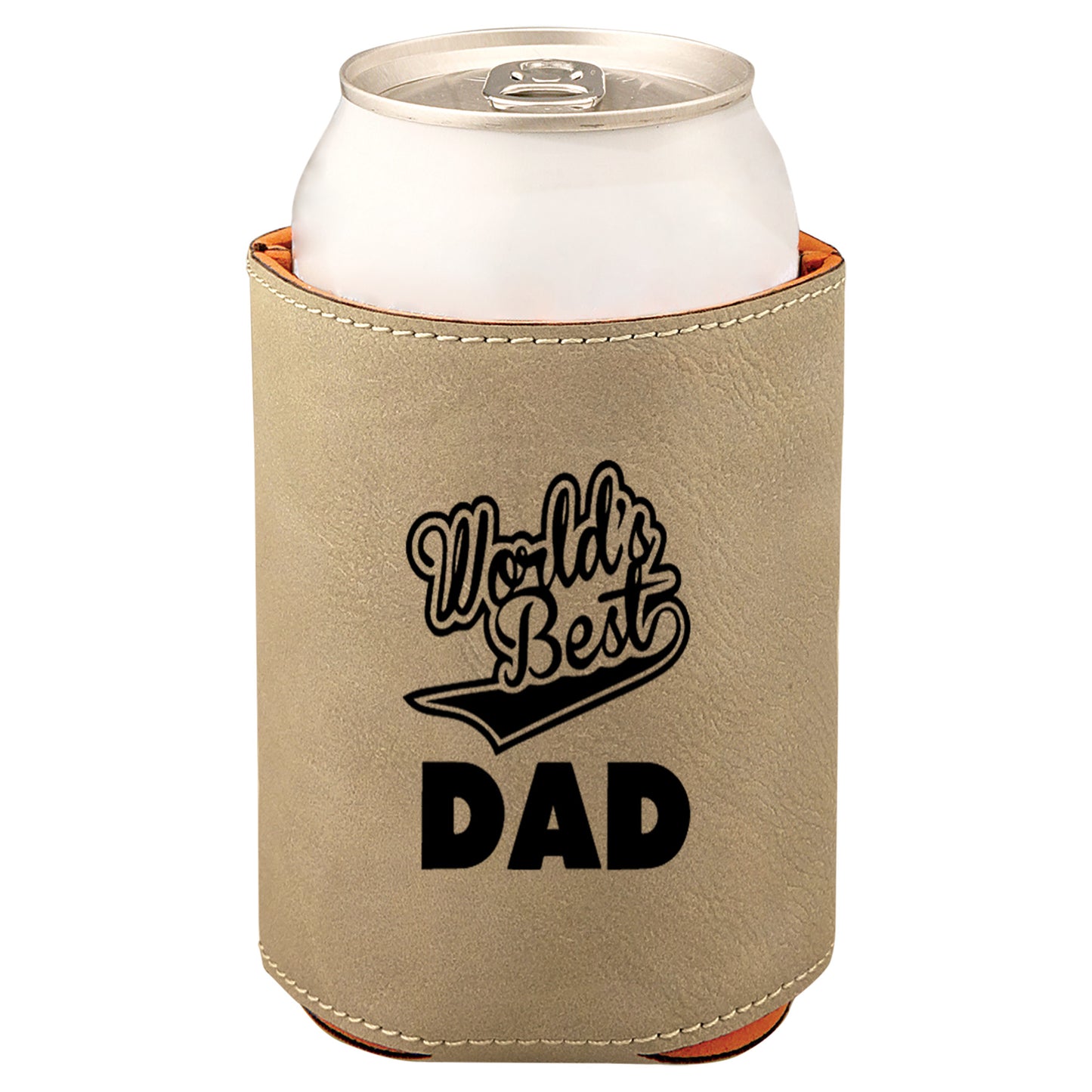 World's Best Dad Leatherette Koosie-Tan